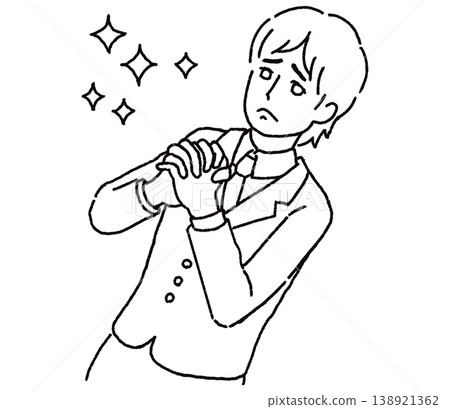 An illustration of a man with his hands clasped together, praying earnestly. An illustration of a man with his hands clasped together, praying earnestly. 138921362