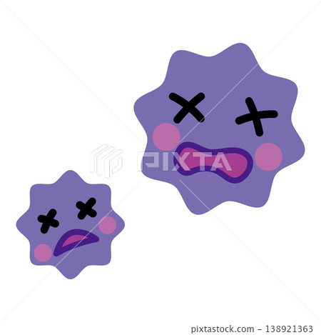 Illustration of a germ with an "X" over its eyes (a loser) 138921363