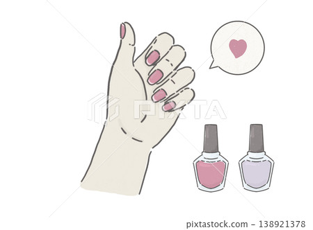Simple and easy-to-use hand illustrations for nail salons (pink, cute) 138921378