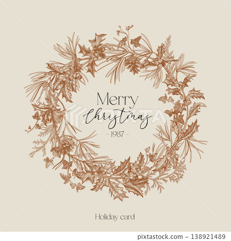 Vintage Christmas wreath 138921489