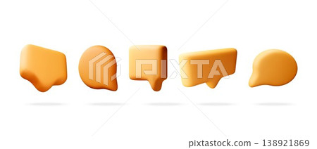 Yellow speech bubble set in 3d render. Yellow speech bubble set in 3d render. 138921869