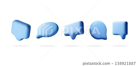 Set of blue 3d speech bubbles. Set of blue 3d speech bubbles. 138921887