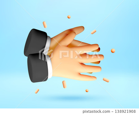 3d hands clapping to show success and applause. 138921908