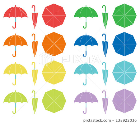 A set of simple umbrella illustrations (without outlines) 138922036