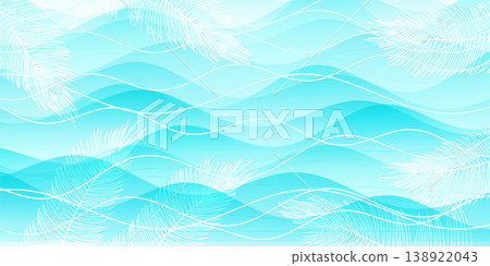 An elegant turquoise blue background with a tropical summer leaf pattern. An elegant turquoise blue background with a tropical summer leaf pattern. 138922043