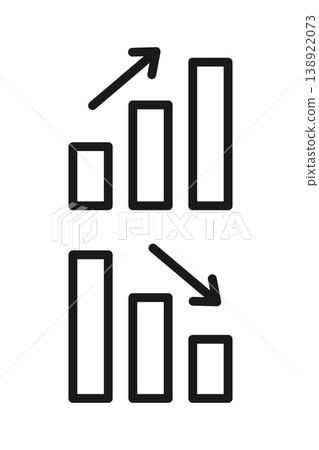 Growth and decline bar graph icon set 138922073