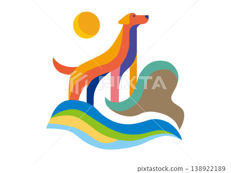 Dog illustration icon material of rescue dogs working at disaster sites Dog illustration icon material of rescue dogs working at disaster sites 138922189