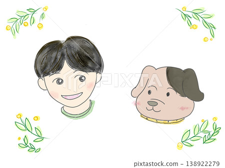 一個男孩和他的狗是好朋友 138922279