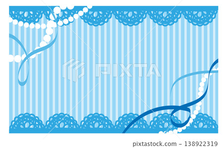 A clean and cute background material featuring light blue lace, pearls, and ribbons. A clean and cute background material featuring light blue lace, pearls, and ribbons. 138922319