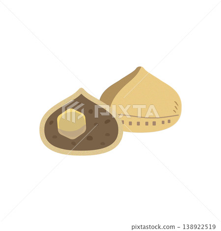 Chestnut bun (with cross-section) - Japanese sweet - Hand-drawn style - Clip art Chestnut bun (with cross-section) - Japanese sweet - Hand-drawn style - Clip art 138922519