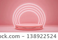 Pink circular stage and neon light background material 138922524