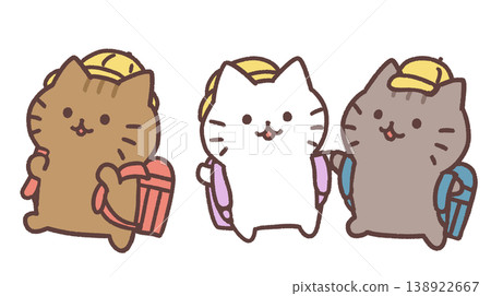 Hand-drawn illustrations of cats by elementary school students 138922667