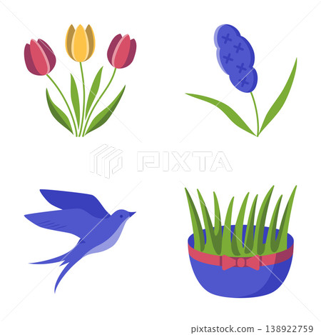 Spring symbols flat icon set 138922759