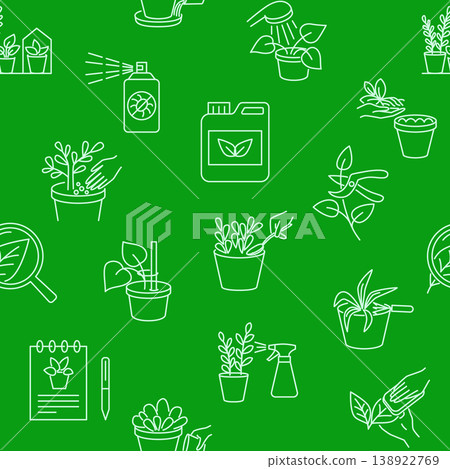 Houseplant care seamless pattern 138922769