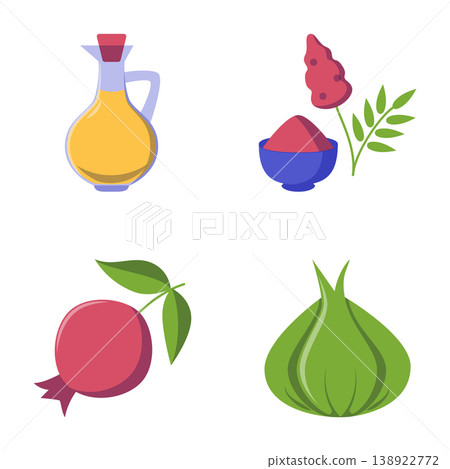 Haft-sin Nowruz symbols flat icon set Haft-sin Nowruz symbols flat icon set 138922772