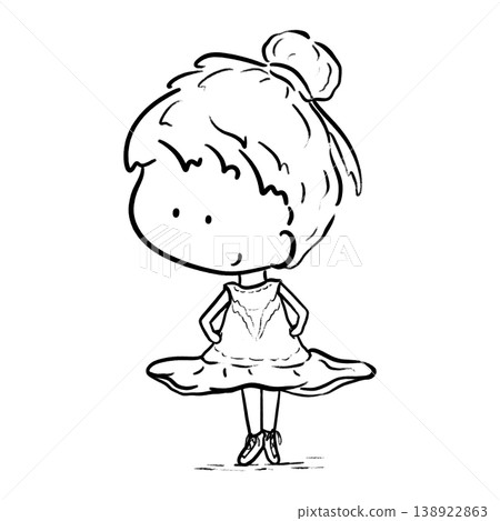 Isolated young ballet girl in tutu tiptoeing cartoon outline illustration Isolated young ballet girl in tutu tiptoeing cartoon outline illustration 138922863