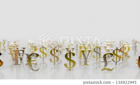 白色背景上的世界各國貨幣符號 138922945