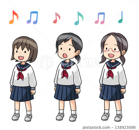 Female students singing in a choir (parts) Female students singing in a choir (parts) 138923006
