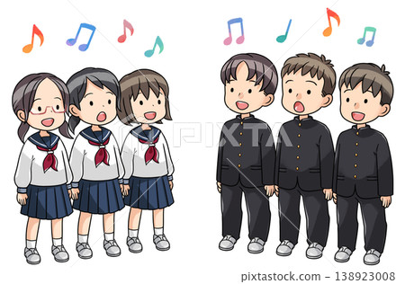 Students singing in a choir (facing each other) Students singing in a choir (facing each other) 138923008
