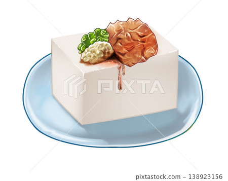 Cold tofu on a plate Cold tofu on a plate 138923156