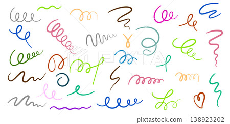 Abstract hand drawn doodle line set with curly squiggles swirls and decorative sketch strokes Abstract hand drawn doodle line set with curly squiggles swirls and decorative sketch strokes 138923202
