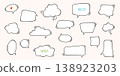 Hand drawn speech bubble collection with doodle comic chat boxes and sketch cloud balloons 138923203