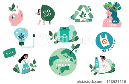 一組關於全球環境的插圖 一組關於全球環境的插圖 138923316