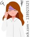 Woman has a headache. Dizziness and anxiety for mental health and illustration 138923325