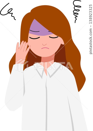 Woman has a headache. Dizziness and anxiety for mental health and illustration 138923325