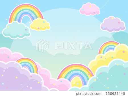 colorful rainbow sky rectangle frame 138923440