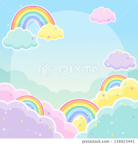 colorful rainbow sky square frame 138923441