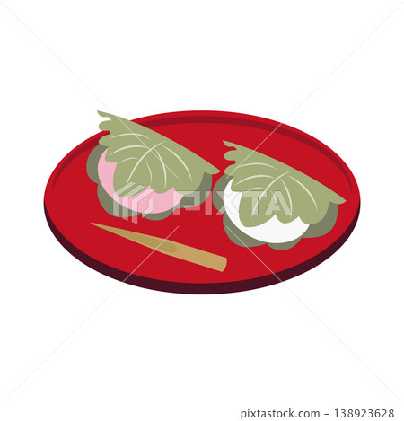 Kashiwamochi on a plate 138923628