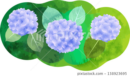 水彩風格的繡球花插圖 - 紫色 138923695