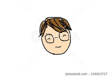 手繪蠟筆風格插圖,描繪了一位戴眼鏡的男士的臉(全彩版,黑線版) 手繪蠟筆風格插圖,描繪了一位戴眼鏡的男士的臉(全彩版,黑線版) 138923727