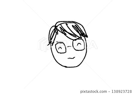 手繪蠟筆風格男士戴眼鏡臉部插畫(黑白單色線條藝術版) 手繪蠟筆風格男士戴眼鏡臉部插畫(黑白單色線條藝術版) 138923728
