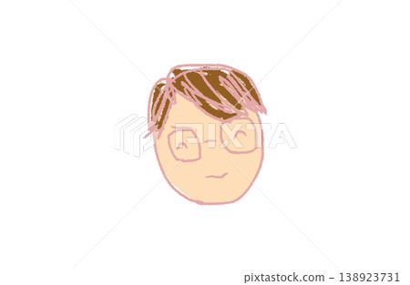 Hand-drawn crayon-style illustration of a man's face with glasses (pink outline, brown hair version) Hand-drawn crayon-style illustration of a man's face with glasses (pink outline, brown hair version) 138923731