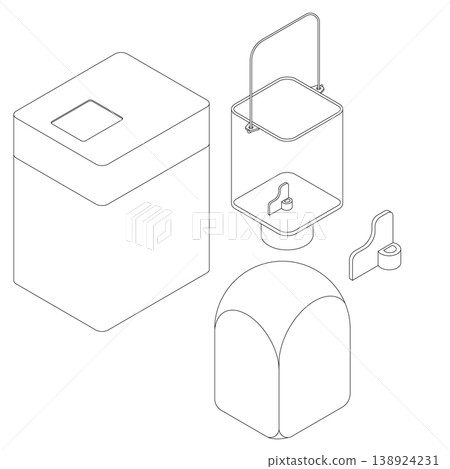 Illustrations of a home bread maker and its parts Illustrations of a home bread maker and its parts 138924231