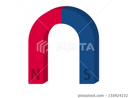 3D illustration of a U-shaped magnet (science teaching material, U-shaped magnet, U-shaped magnet) 3D illustration of a U-shaped magnet (science teaching material, U-shaped magnet, U-shaped magnet) 138924232
