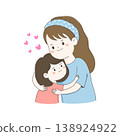 Mother hugging her daughter with love and warmth, family bonding concept, happy childhood moment 138924922