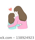 Mother and Daughter Hugging from Behind, Love and Care Illustration 138924923