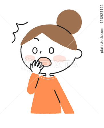 An illustration of a woman with her hand over her mouth in surprise. An illustration of a woman with her hand over her mouth in surprise. 138925111