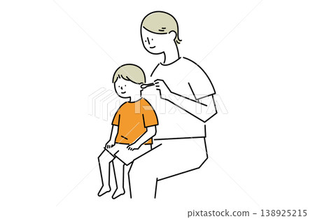Parent and child cleaning ears Parent and child cleaning ears 138925215