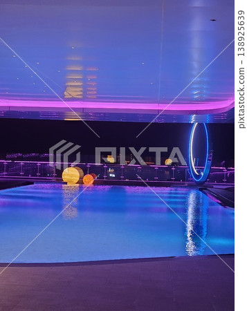 Pool with a blue water and a ring in the middle Pool with a blue water and a ring in the middle 138925639