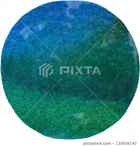 An illustration of a circular icon with a beautiful watercolor pattern. 138926143