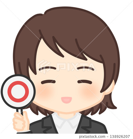 女員工手持正確答案卡 女員工手持正確答案卡 138926207