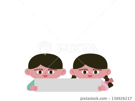 Vector illustration of children holding a single flip chart together. 138926217