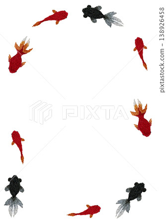 【金魚豎框】手工刺繡插畫素材 138926458