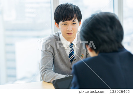 Male high school student having an interview 138926465