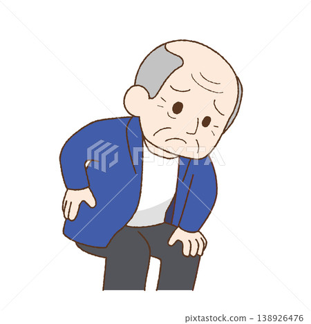 一個飽受背痛折磨的男人，卻帶著可愛的笑容 138926476