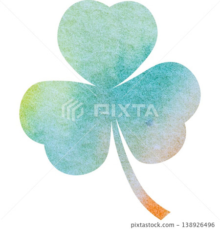 An illustration of a beautiful watercolor-patterned three-leaf clover icon. An illustration of a beautiful watercolor-patterned three-leaf clover icon. 138926496